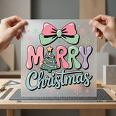 Merry Christmas Retro Pastel Christmas Retro Ready to Press DTF Transfer for Dtf