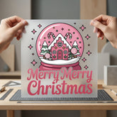 Merry Christmas Snow Globe Christmas Retro Ready to Press DTF Transfer for Dtf