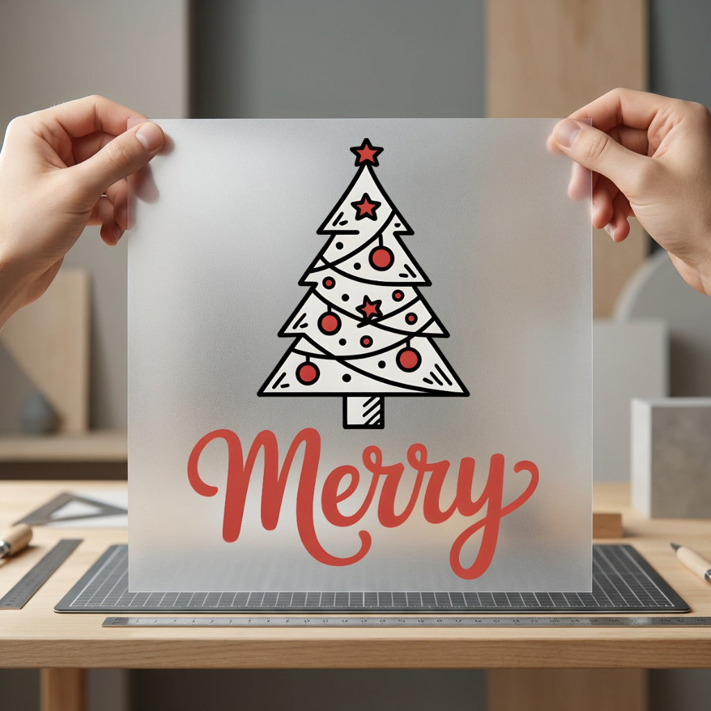 Merry Christmas Tree Holiday Christmas Ready to Press DTF Transfer for Dtf