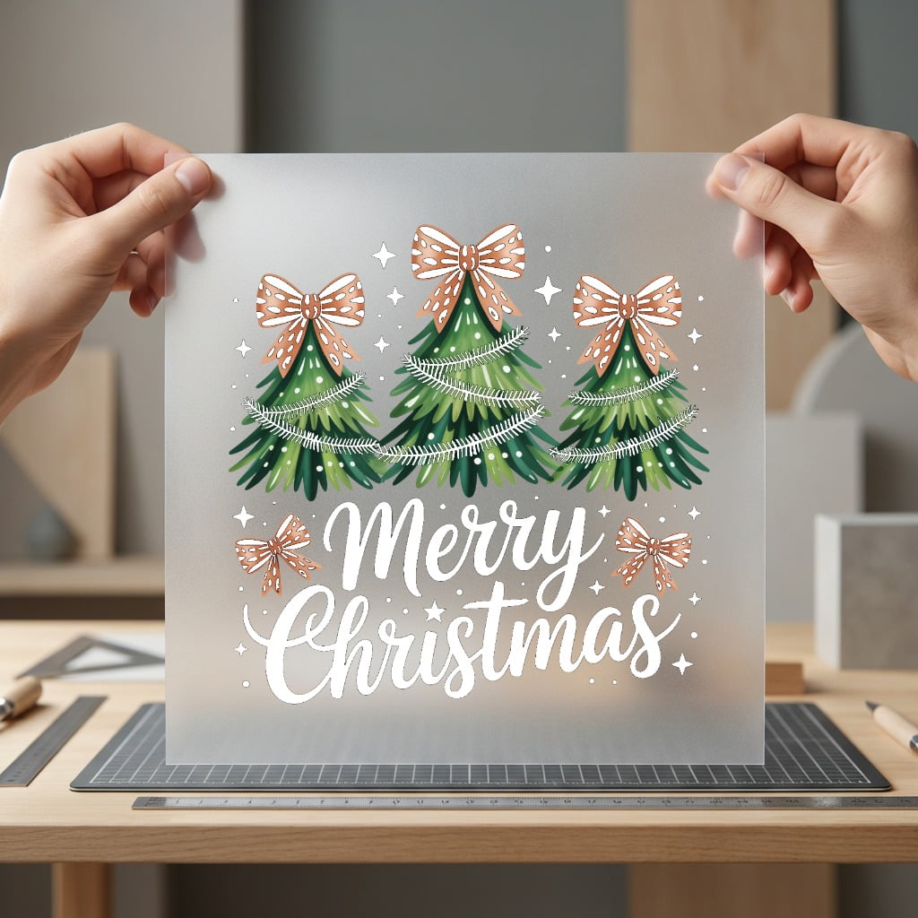 Merry Christmas Trees Bows Christmas Ready to Press DTF Transfer for Dtf