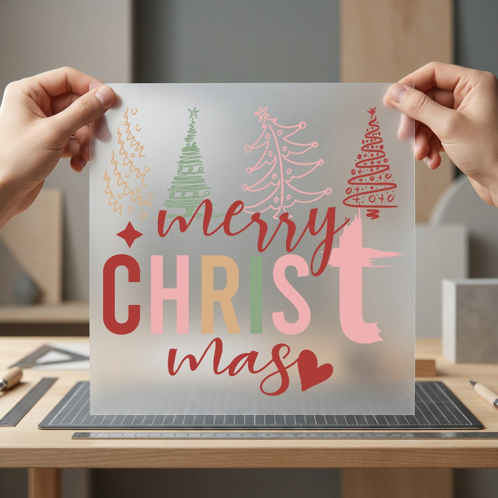 Merry Christmas Trees Festive Christmas Vintage Ready to Press DTF Transfer for Dtf