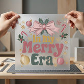 Merry Era Holiday Diy Christmas Vintage Ready to Press DTF Transfer for Dtf