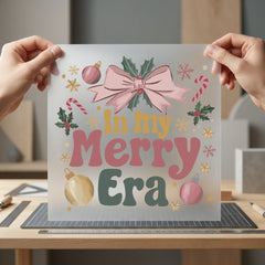 Merry Era Holiday Diy Christmas Vintage Ready to Press DTF Transfer for Dtf
