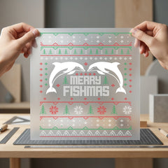 Merry Fishmas Dolphins Holiday Christmas Ready to Press DTF Transfer for Dtf