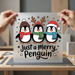 Merry Penguin Squad Holiday Christmas Ready to Press DTF Transfer for Dtf