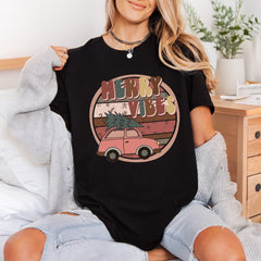 Merry Vibes Christmas Car Christmas Vintage Ready to Press DTF Transfer for Dtf