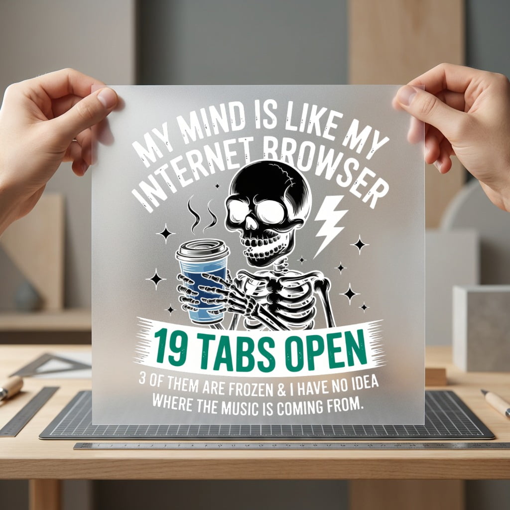 Mind Tabs Open Skeleton Funny Sarcastic Ready to Press DTF Transfer for Dtf