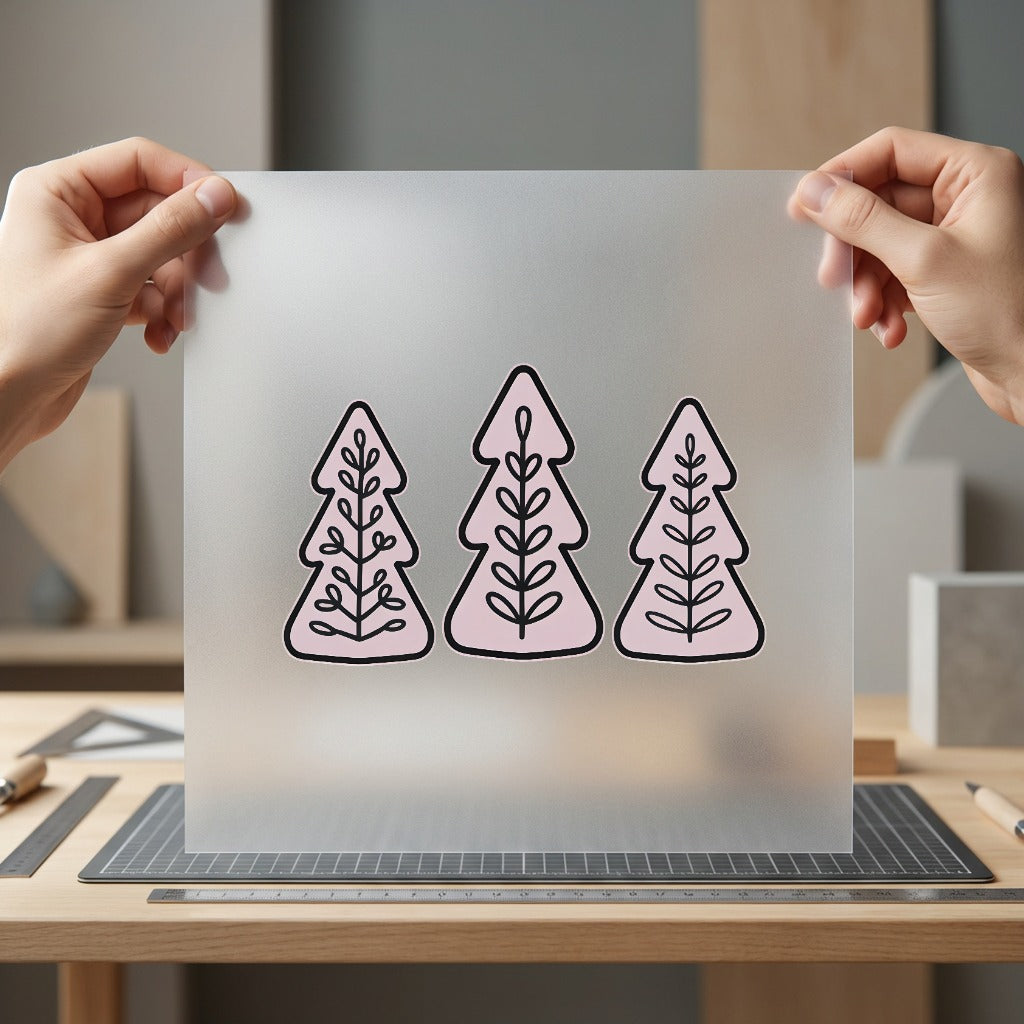 Minimalist Pink Christmas Tree Christmas Minimalist Ready to Press DTF Transfer for Dtf