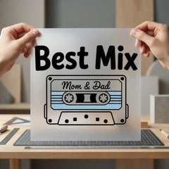 Mix Mom Dad Cassette Mom Dad Ready to Press DTF Transfer for Dtf