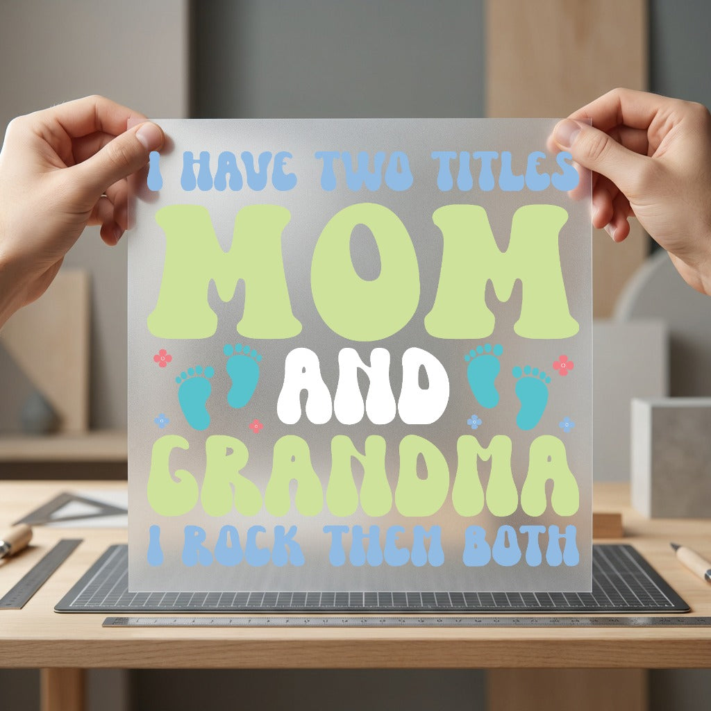 Mom Grandma Floral Footprints Mom Grandma Ready to Press DTF Transfer for Dtf