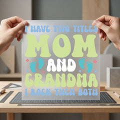 Mom Grandma Floral Footprints Mom Grandma Ready to Press DTF Transfer for Dtf