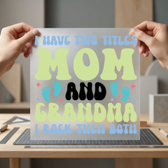 Mom Grandma Floral Footprints Mom Grandma Ready to Press DTF Transfer for Dtf