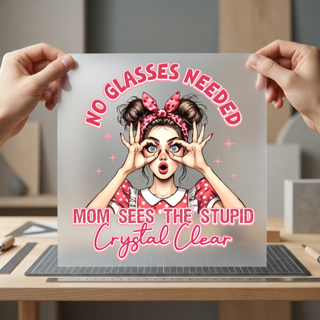 Mom Sees Stupid Crystal Mom Funny Ready to Press DTF Transfer for Dtf