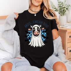 Moo Mean Boo Ghost Halloween Funny Ready to Press DTF Transfer for Dtf