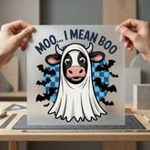 Moo Mean Boo Ghost Halloween Funny Ready to Press DTF Transfer for Dtf