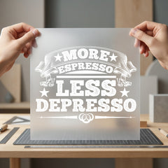 More Espresso Less Depresso Funny Sarcastic Ready to Press DTF Transfer for Dtf