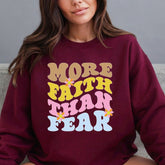 More Faith Than Fear | Retro Christian Sweatshirt - Luckets.com