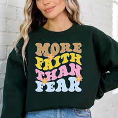 More Faith Than Fear | Retro Christian Sweatshirt - Luckets.com