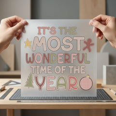 Most Wonderful Time Year Christmas Retro Ready to Press DTF Transfer for Dtf