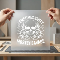 Mostly Savage Skull Bold Halloween Vintage Ready to Press DTF Transfer for Dtf