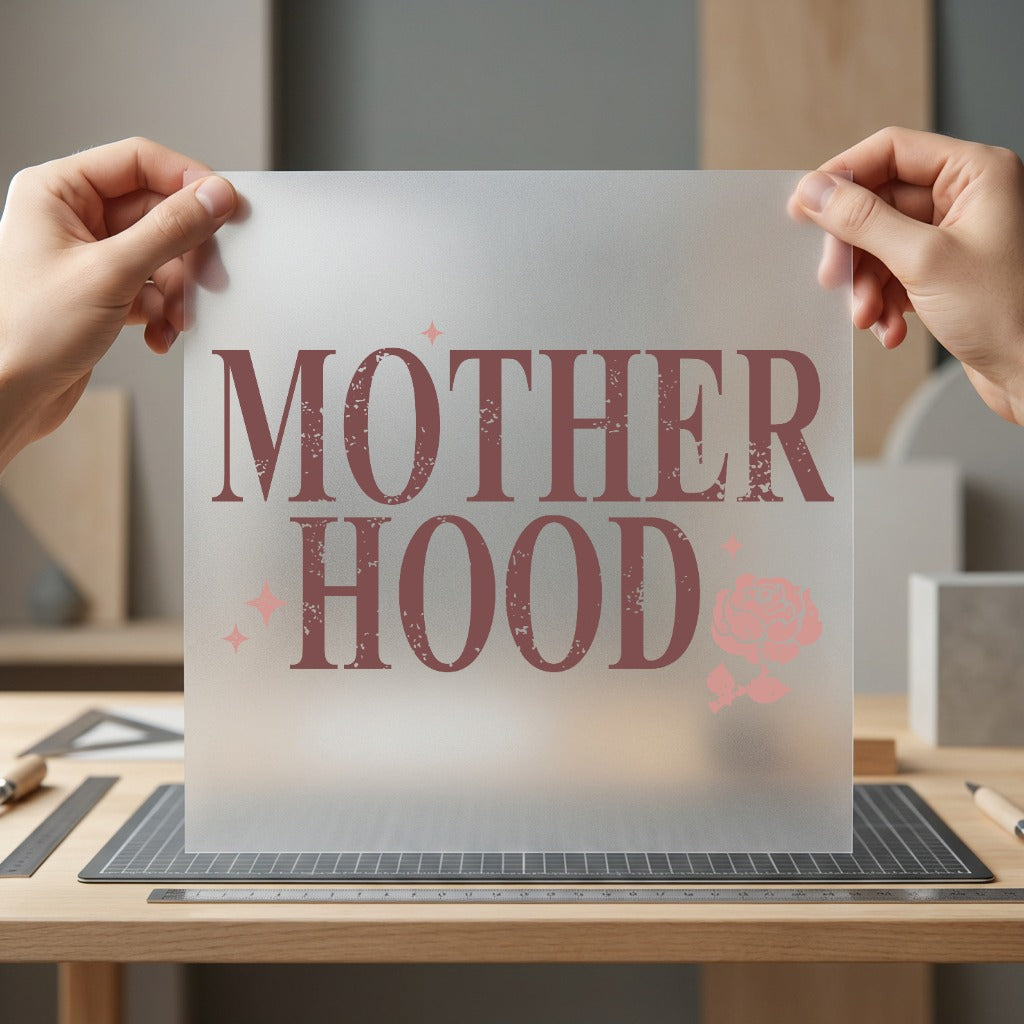 Motherhood Distressed Text Vintage Mom Vintage Ready to Press DTF Transfer for Dtf