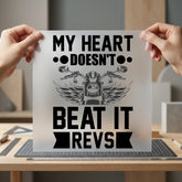 Motorcycle Heartbeat Revs Biker Vintage Ready to Press DTF Transfer for Dtf