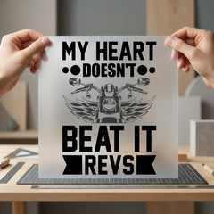 Motorcycle Heartbeat Revs Biker Vintage Ready to Press DTF Transfer for Dtf