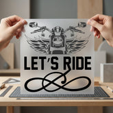 Motorcycle Wings Let Ride Vintage Ready to Press DTF Transfer for Dtf