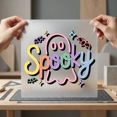 Neon Spooky Ghost Halloween Halloween Retro Ready to Press DTF Transfer for Dtf