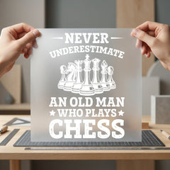 Never Underestimate Chess Quote Grandpa Ready to Press DTF Transfer for Dtf