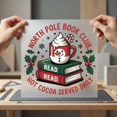 North Pole Book Club Christmas Winter Ready to Press DTF Transfer for Dtf
