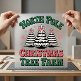 North Pole Christmas Tree Christmas Retro Ready to Press DTF Transfer for Dtf