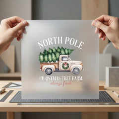 North Pole Christmas Tree Christmas Vintage Ready to Press DTF Transfer for Dtf