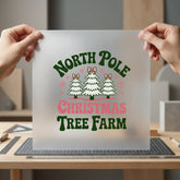 North Pole Christmas Tree Christmas Vintage Ready to Press DTF Transfer for Dtf