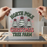 North Pole Christmas Tree Christmas Winter Ready to Press DTF Transfer for Dtf
