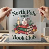 North Pole Readers Book Christmas Winter Ready to Press DTF Transfer for Dtf
