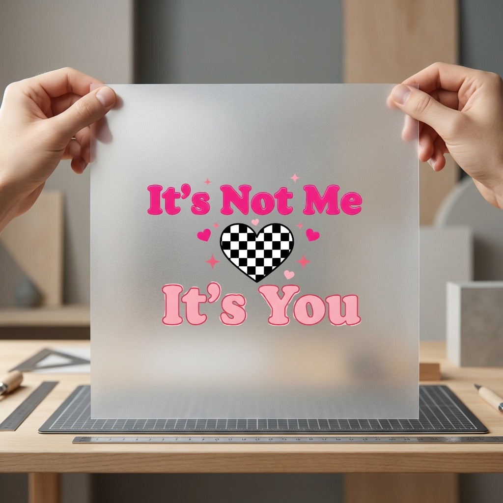 Not You Checkered Heart Valentine Funny Ready to Press DTF Transfer for Dtf