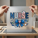 Nurse Appreciation Doodle Medical Patriotic Nurse Ready to Press DTF Transfer for Dtf