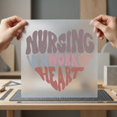 Nursing Work Heart Retro Nurse Vintage Ready to Press DTF Transfer for Dtf
