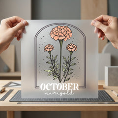 October Marigold Floral Arch Vintage Retro Ready to Press DTF Transfer for Dtf