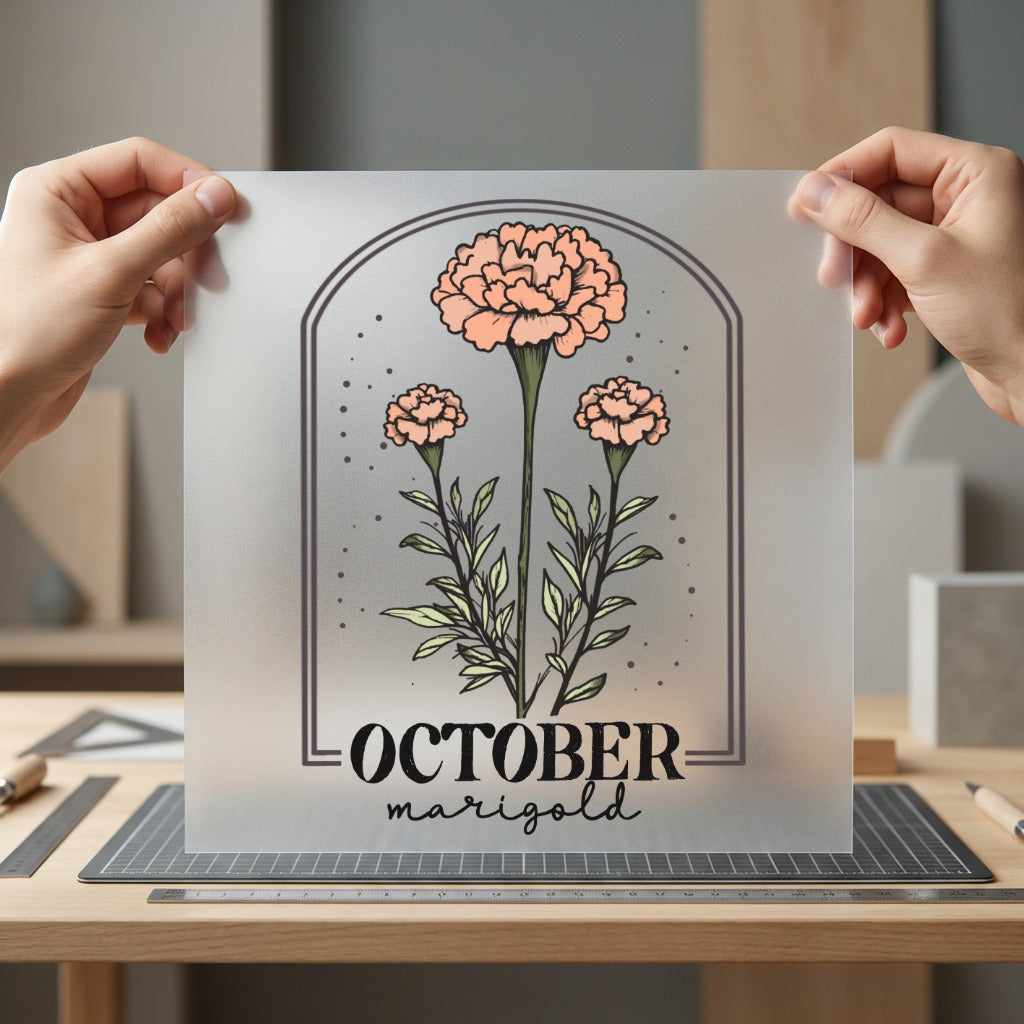 October Marigold Floral Arch Vintage Retro Ready to Press DTF Transfer for Dtf