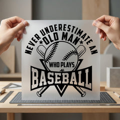 Old Man Baseball Sports Dad Grandpa Ready to Press DTF Transfer for Dtf