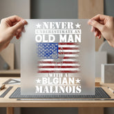Old Man Belgian Malinois Patriotic Usa Ready to Press DTF Transfer for Dtf