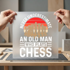 Old Man Chess Retro Grandpa Retro Ready to Press DTF Transfer for Dtf