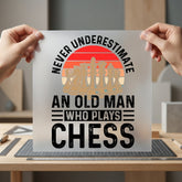 Old Man Chess Retro Grandpa Retro Ready to Press DTF Transfer for Dtf