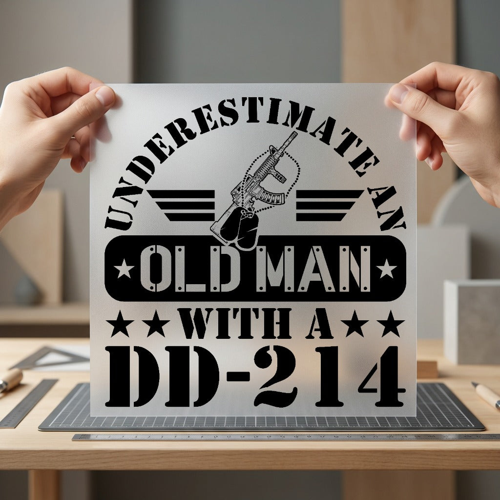 Old Man Dd-214 Veteran Patriotic Usa Ready to Press DTF Transfer for Dtf