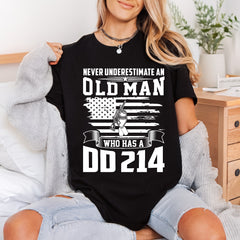 Old Man Dd214 Veteran 4th Of July Patriotic Ready to Press DTF Transfer for Dtf