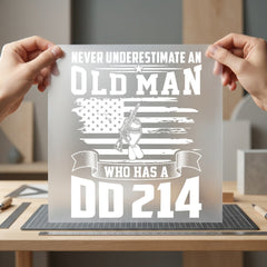 Old Man Dd214 Veteran 4th Of July Patriotic Ready to Press DTF Transfer for Dtf
