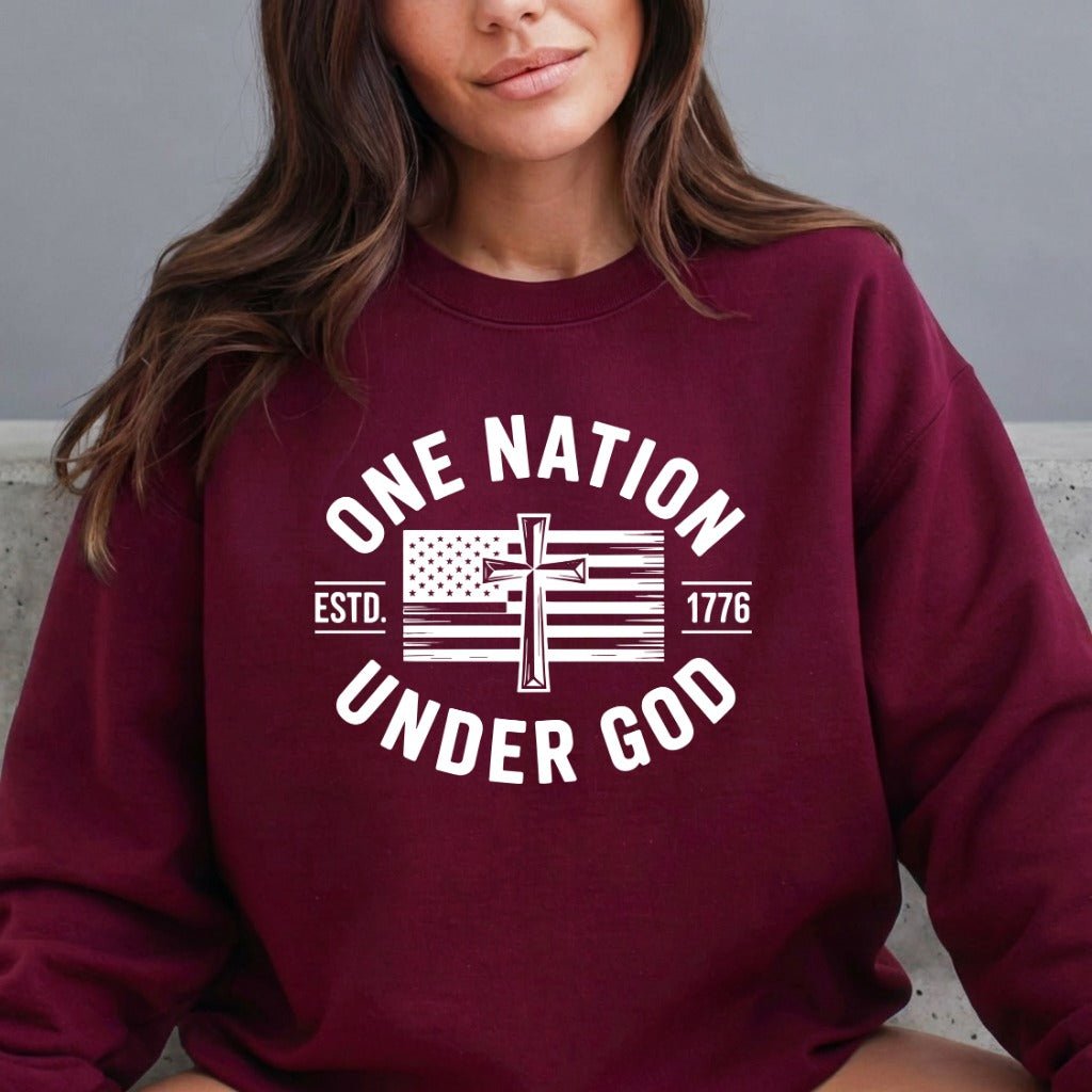One Nation Under God | Patriotic Faith Sweatshirt - Luckets.com