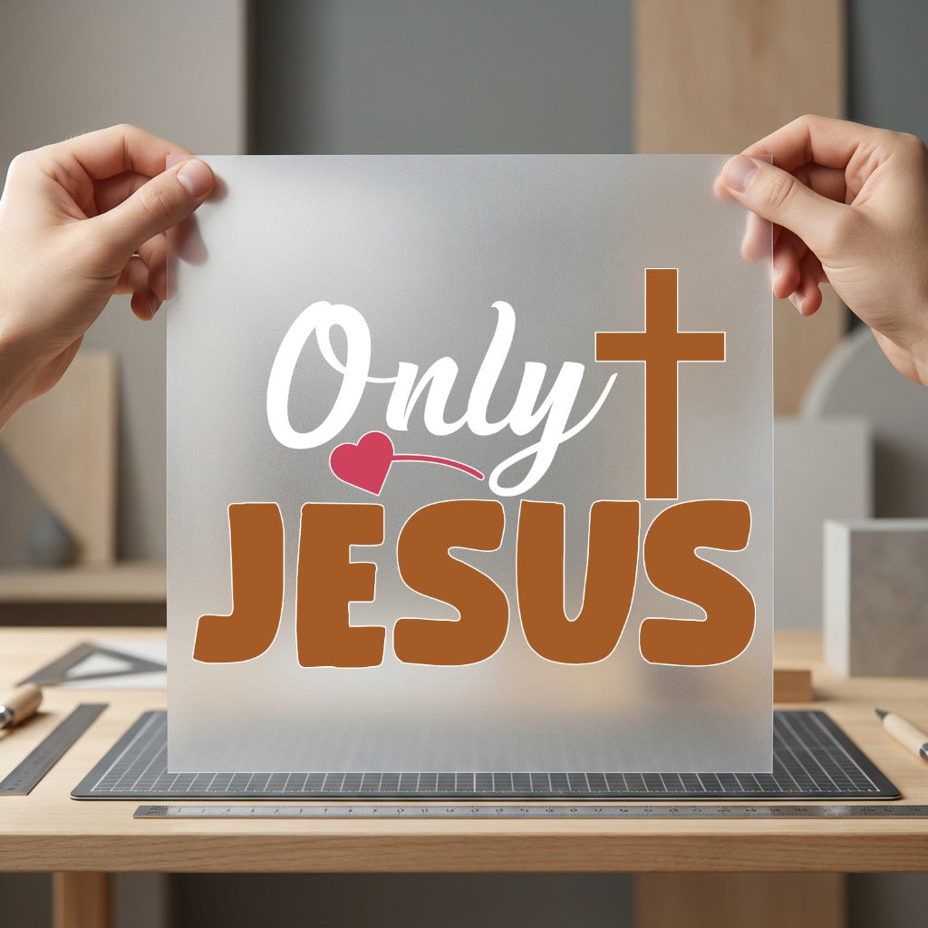 Only Jesus Cross Graphic Christian Faith Ready to Press DTF Transfer for Dtf